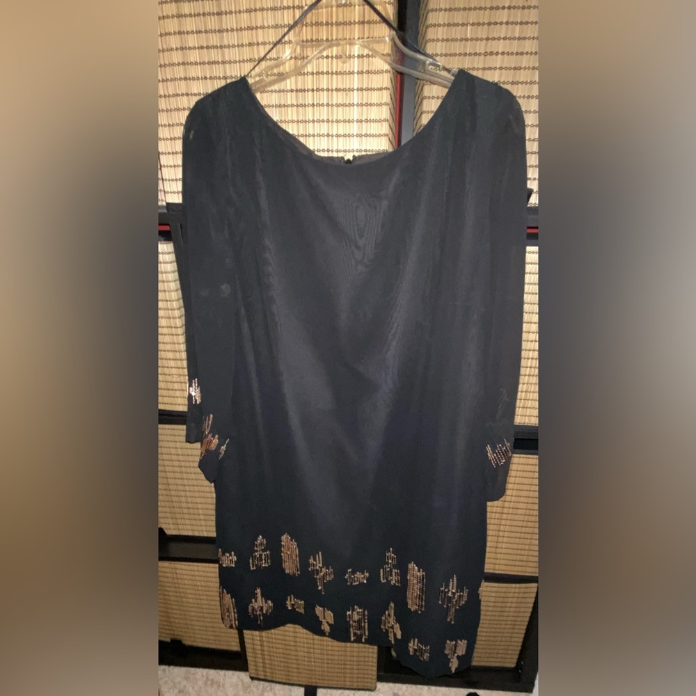 Dana Buchman Womens dress black and gold sequin